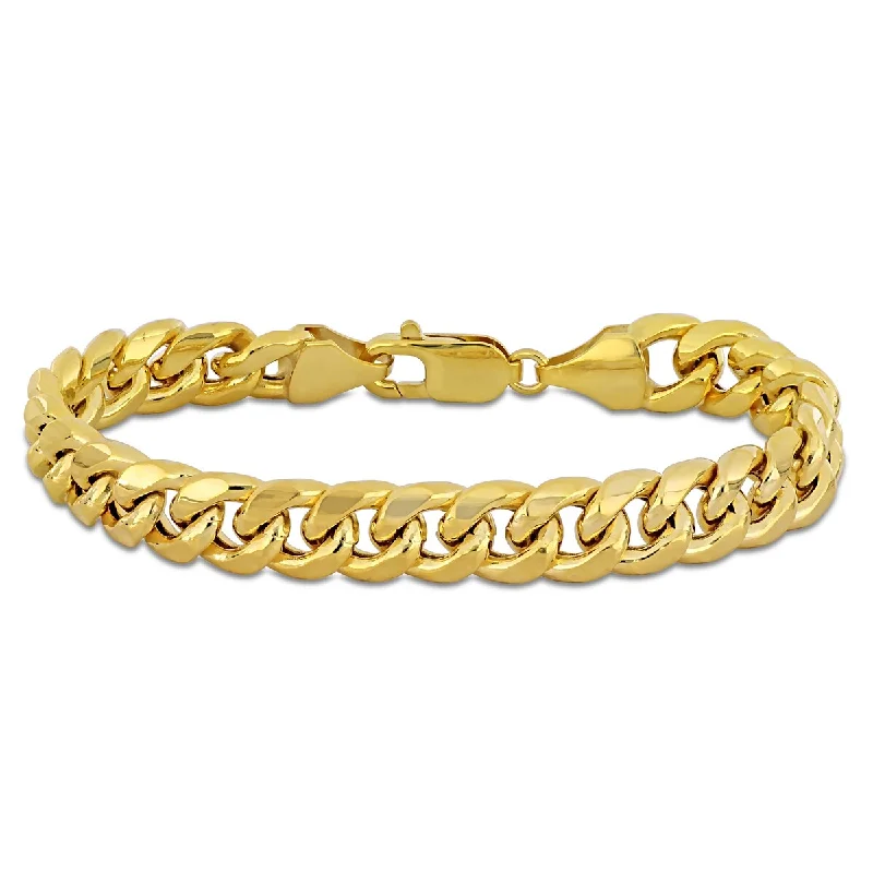 women tennis bracelets -Miadora 9.25mm Miami Cuban Link Chain Bracelet in 10k Yellow Gold - 7.5 in