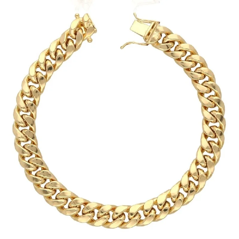 women luxury bangles -10K Yellow Gold 9MM Hollow Miami Cuban Curb Link Bracelet Chain 8.5", Gold Bracelet for Men & Women, 100% Real 10K Gold