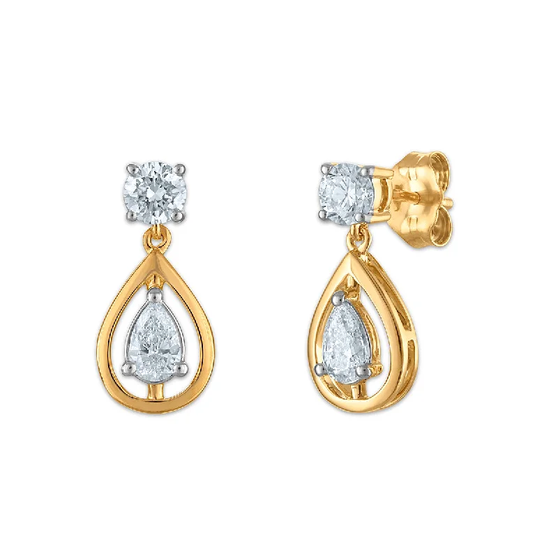 women chandelier earrings -EcoLove 3/4 CTW Lab Grown Diamond Drop & Dangle Earrings in 10KT Yellow Gold