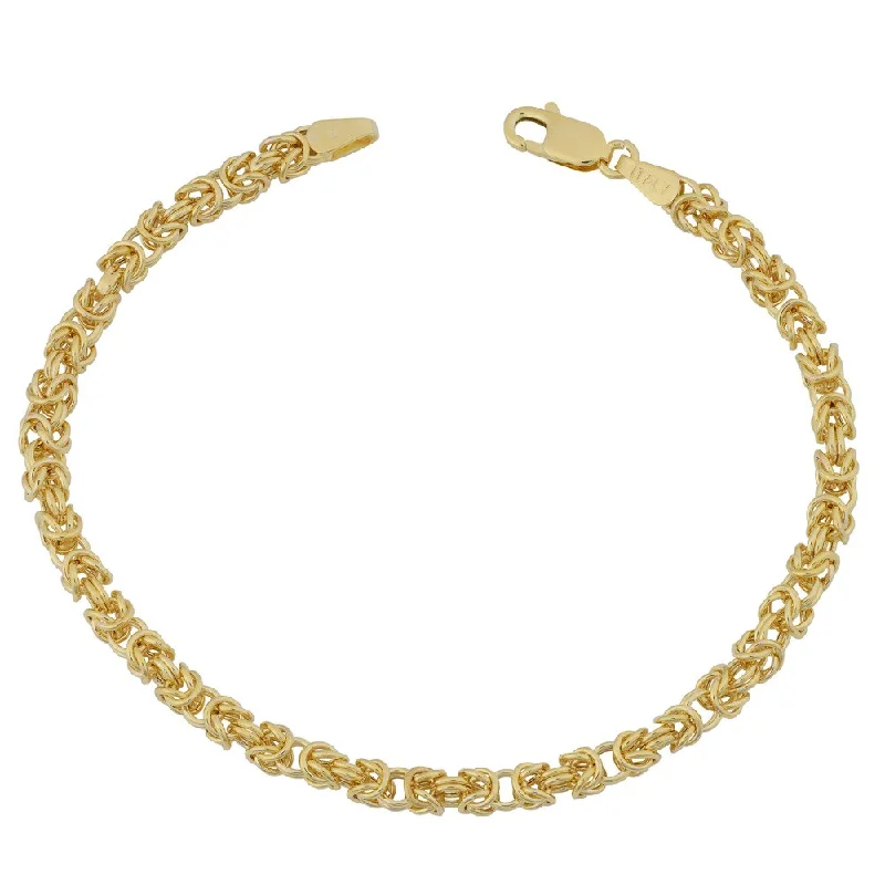 women minimalist bracelets -Fremada 10k Yellow Gold 3.6-mm High Polish Square Byzantine Bracelet