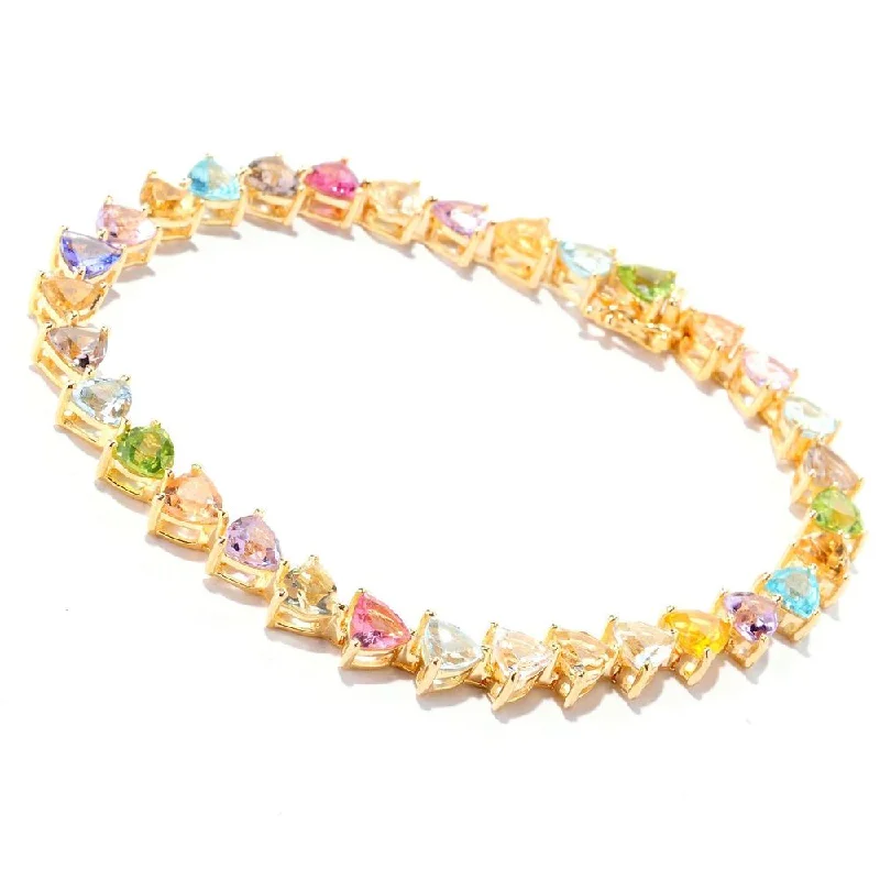 women classic bracelets -18k Yellow Gold over Silver Vermeil Multi-gemstone Tennis Bracelet