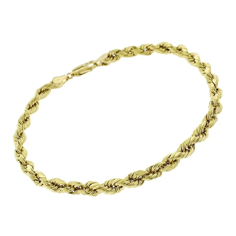 women eco-conscious bangles -10K Yellow Gold 5MM Solid Rope Diamond-Cut Link Bracelet 8"- 9", Gold Bracelet for Men & Women, 100% Real 10K Gold