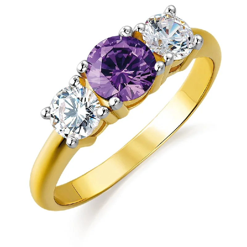 women wedding ring sets -Tru-Amethyst Trilogy Ring