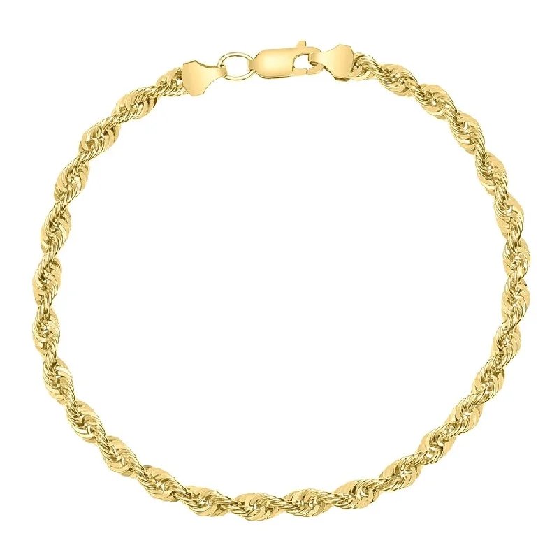 women classic bracelets -14K Yellow Gold Filled 4.5MM Rope Chain Bracelet with Lobster Clasp