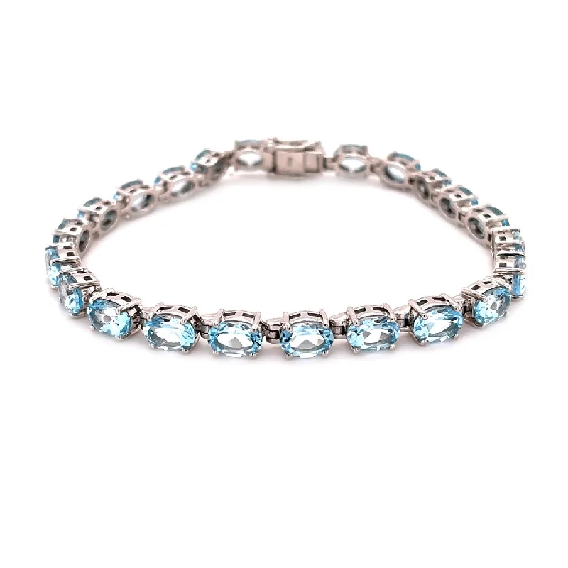 women bangles -925 Sterling Silver Sky Blue Topaz Gemstone Tennis Bracelet