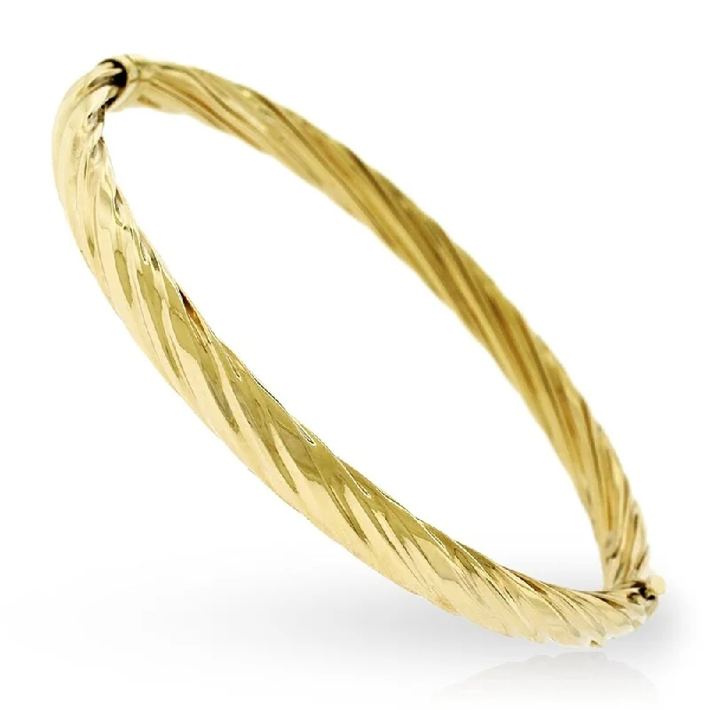 women bridal bracelets -14k Yellow Gold 8-inch Fancy Spiral Twist High Polish Bangle Bracelet