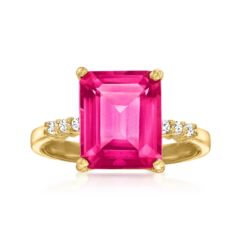 women gemstone engagement rings -Ross-Simons Pink and White Topaz Ring in 18kt Gold Over Sterling