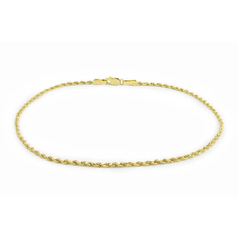 women bracelets -10K Yellow Gold 1.5MM Solid Rope Diamond-Cut Braided Twist Link Bracelet 7", Gold Bracelet for Men & Women, 100% Real 10K Gold