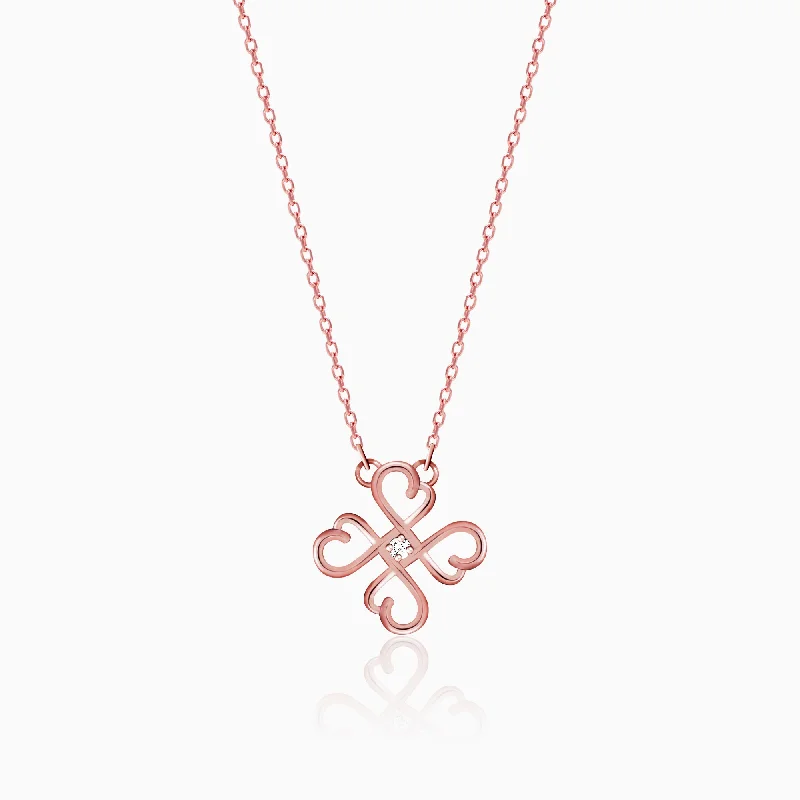 women beautiful necklaces -Rose Gold Clover Necklace