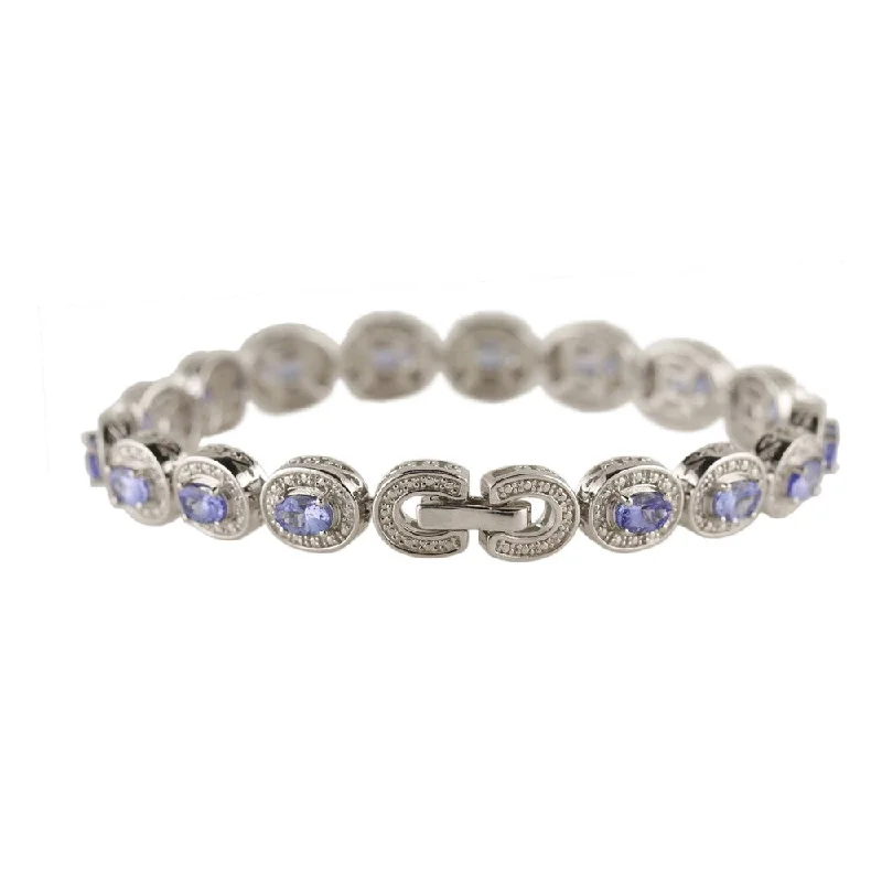 women luxury bangles -Sterling Silver 5.96ct TGW Tanzanite and White Zircon Tennis Bracelet