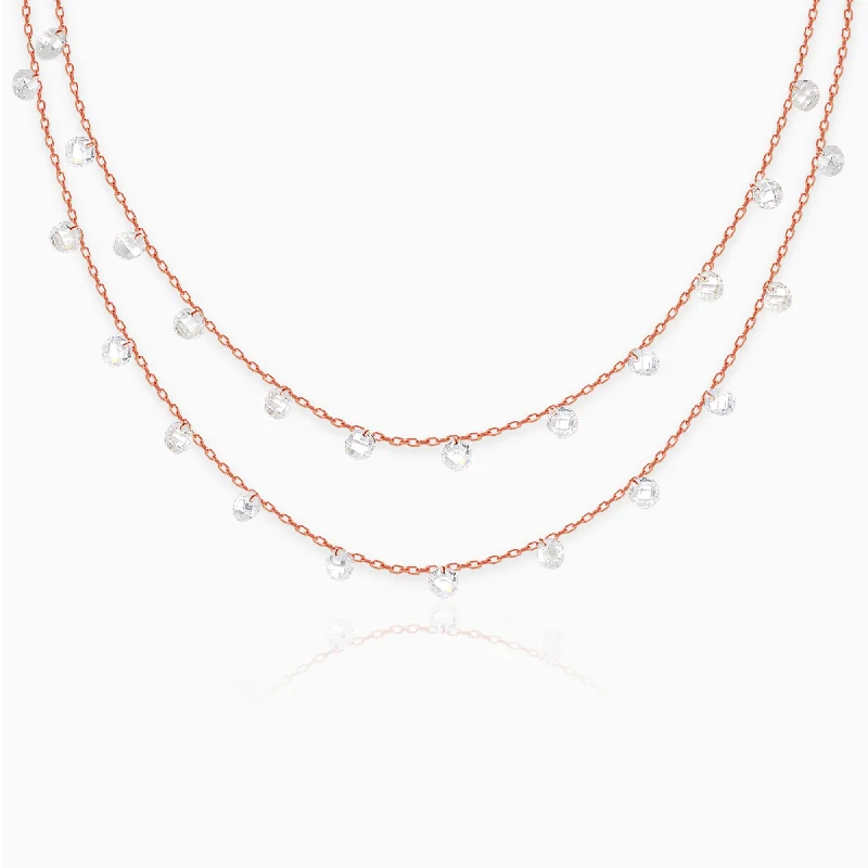 women classic necklaces -Rose Gold Layered Queens Necklace