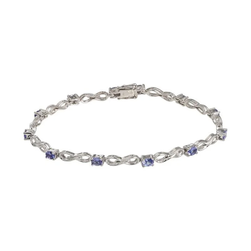 women vintage bracelets -925 Sterling Silver Tanzanite Chain & Links Bracelet