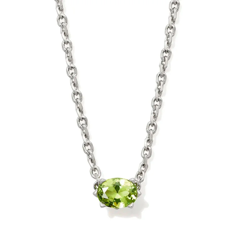 women custom necklaces -Kendra Scott | Cailin Silver Pendant Necklace in Green Peridot Crystal