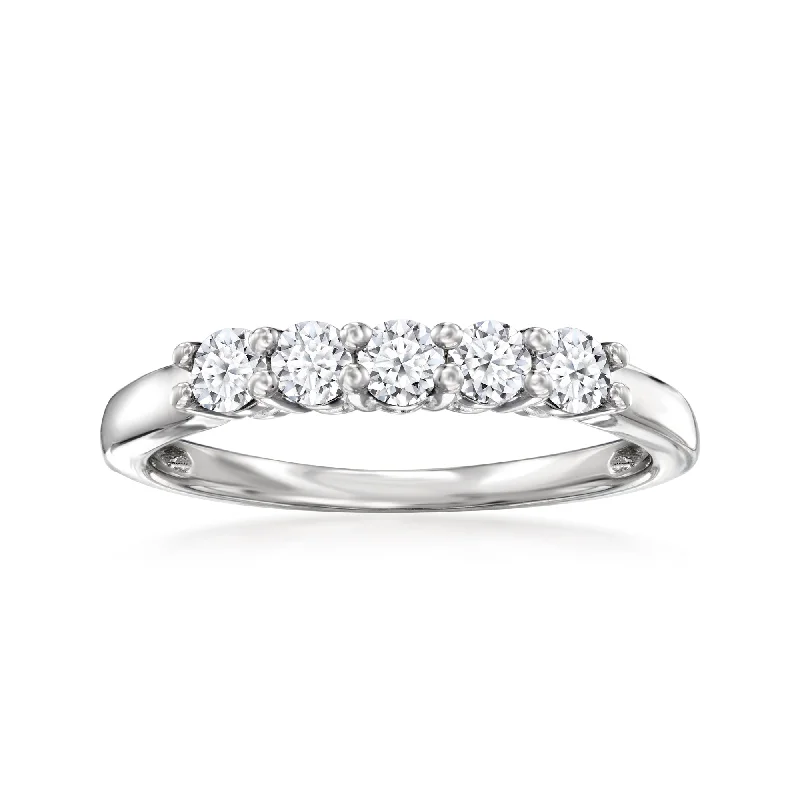 women engagement rings -Ross-Simons Lab-Grown Diamond 5-Stone Ring in Sterling Silver