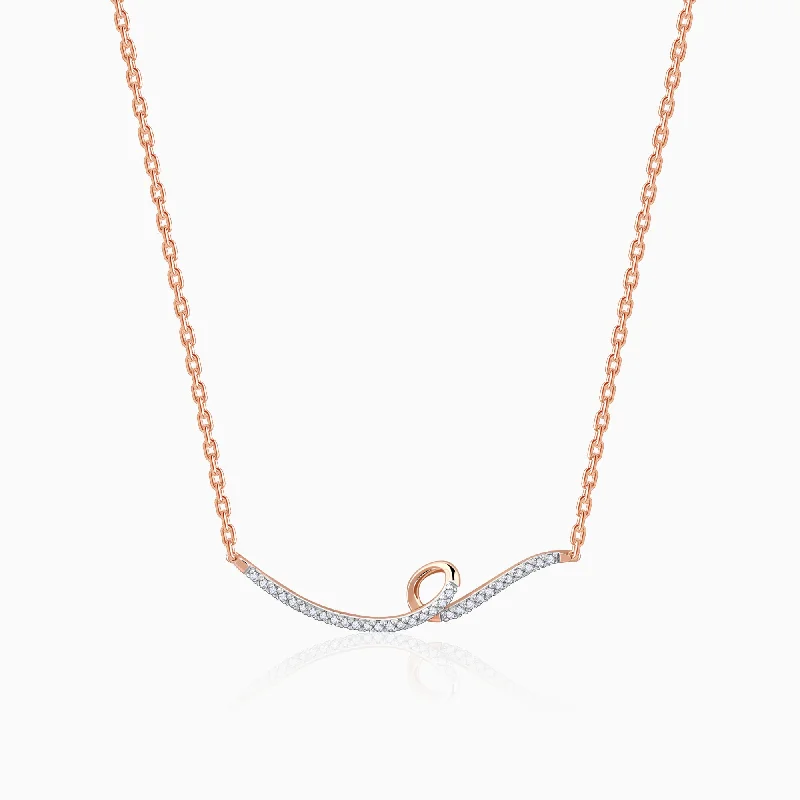 women geometric pendant necklaces -Rose Gold Swirl Diamond Necklace