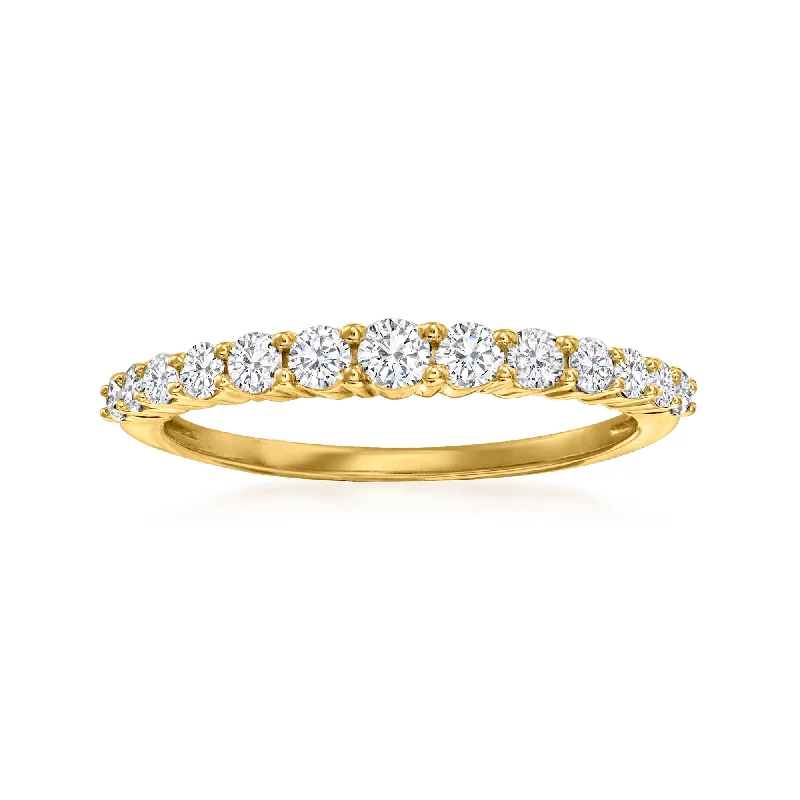 women princess-cut engagement rings -Ross-Simons Diamond Graduated Ring in 14kt Yellow Gold