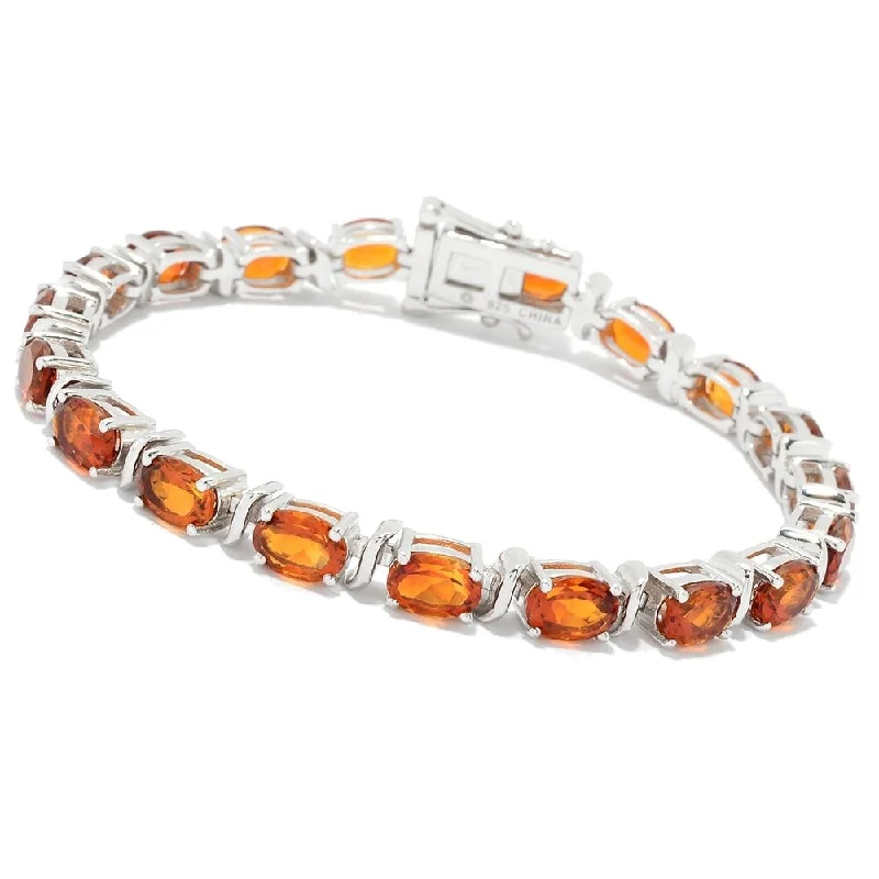 women chic bracelets -Sterling Silver Choice of Length Madeira Citrine Line Bracelet