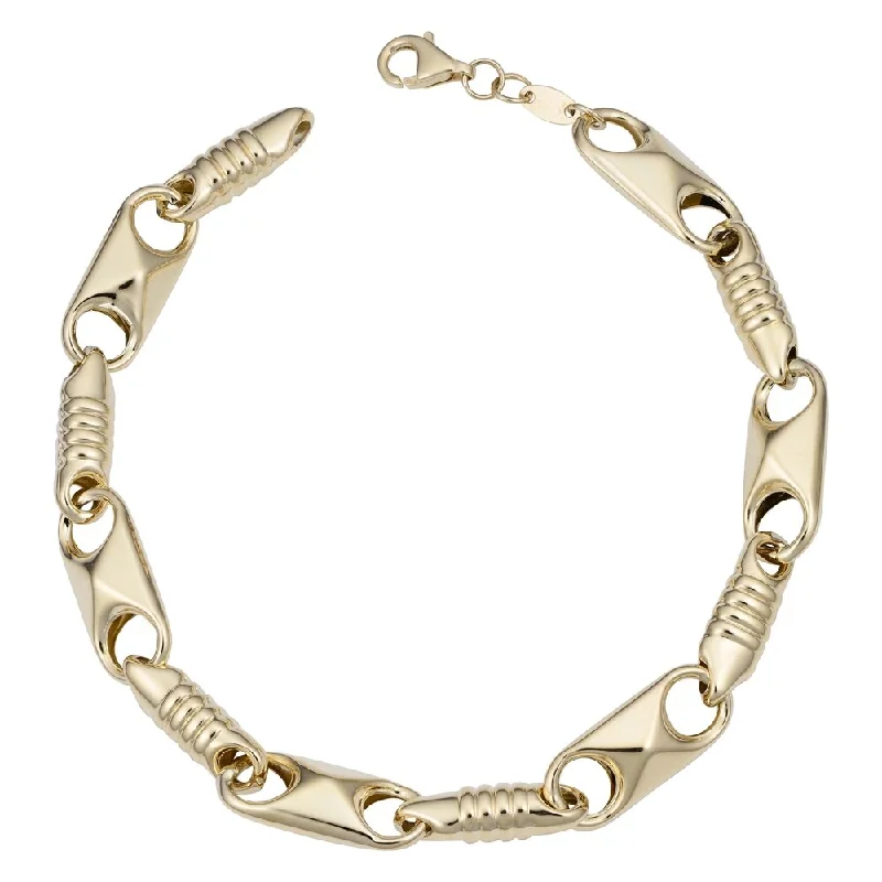 women bridal bracelets -Fremada 14k Yellow Gold 7.7 millimeters Alternate Link Bracelet (8 inches)