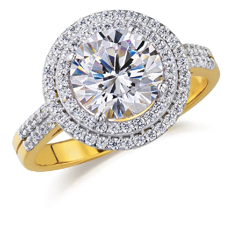 women diamond rings -Double Halo Ring