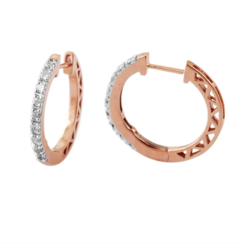 women high-end earrings -1/4 CTW Diamond Hoop Earrings in 10KT Rose Gold