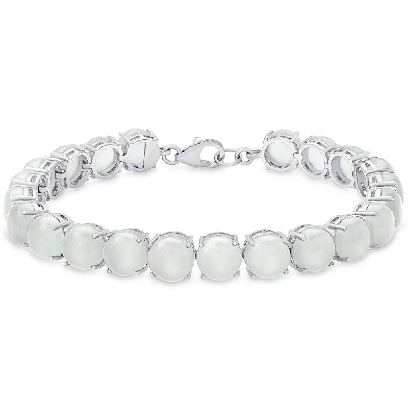 women wedding bracelets -Dolce Giavonna Sterling Silver Chalcedony Tennis Style Bracelet