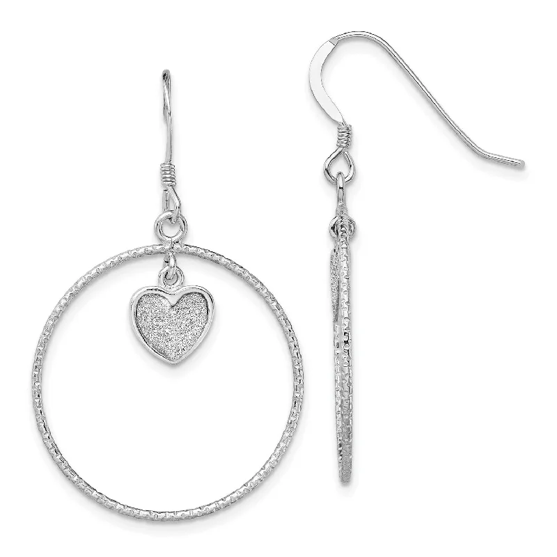 women elegant earrings -Sterling Silver 40MM Diamond-cut Glitter Heart Earrings