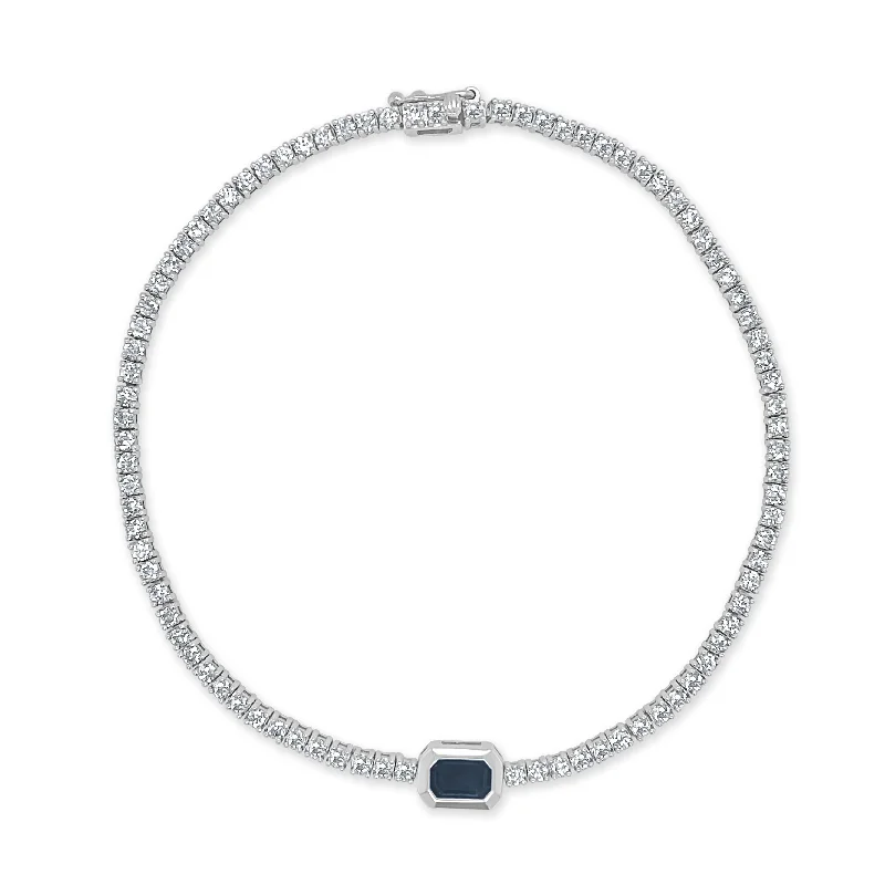 women bangle bracelets -Joelle Diamond & Sapphire Bracelet Tennis 14K Gold