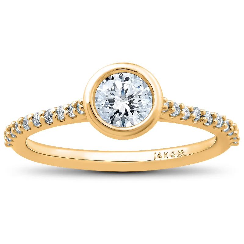 women pave engagement rings -3/4 Ct Charlotte Lab Created Diamond Engagement Ring 14k Yellow Gold