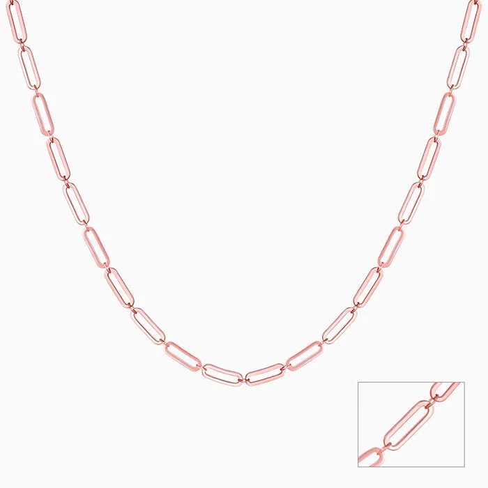 women timeless necklaces -Rose Gold Elongated Link Chain Necklace