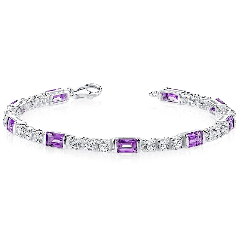 women chic bracelets -4.25 ct Amethyst Tennis Bracelet in Sterling Silver