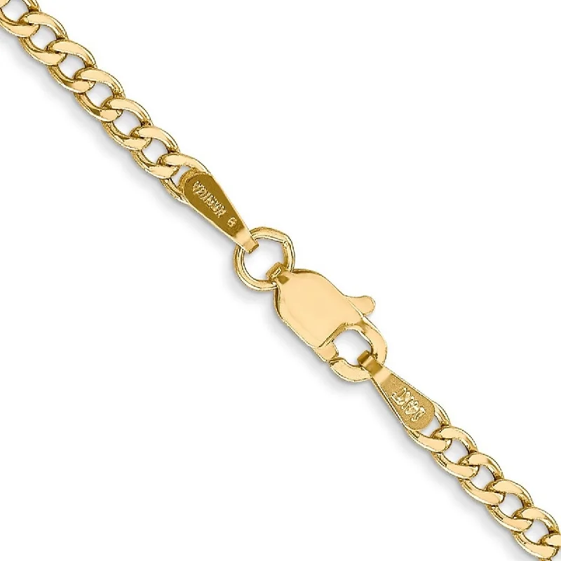 women wedding bracelets -Curata 10k Yellow Gold 10-inch 2.2mm Curb Chain Anklet Ankle Bracelet for Women