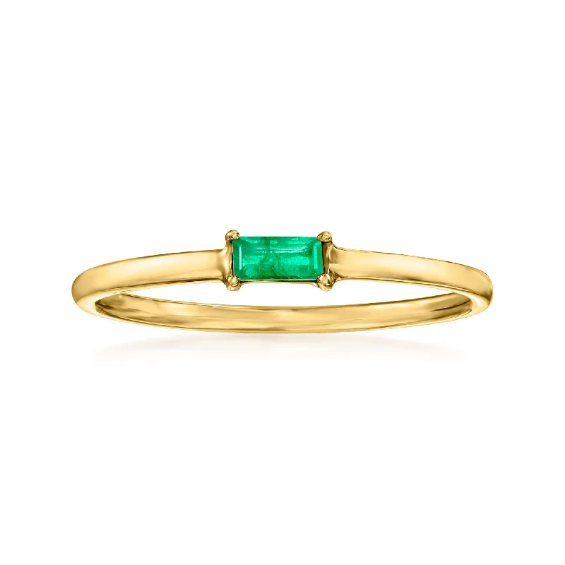 women floral engagement rings -RS Pure by Ross-Simons Emerald Ring in 14kt Yellow Gold