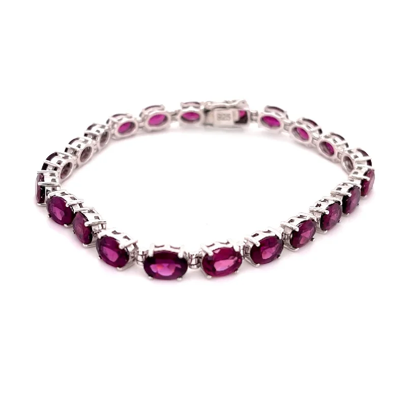 women elegant bracelets -925 Sterling Silver Rhodolite Garnet Gemstone Tennis Bracelet