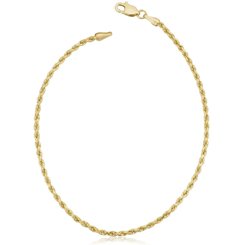 women vibrant bangles -Fremada 14k Yellow Gold 1.7-mm Solid Rope Chain Bracelet (7.5 or 8.5 inches)