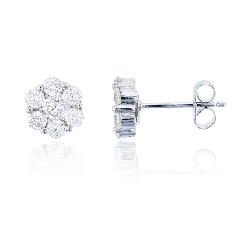 women heart-shaped earrings -Luxe Layers Sterling Silver Cubic Zirconia Stud Earrings