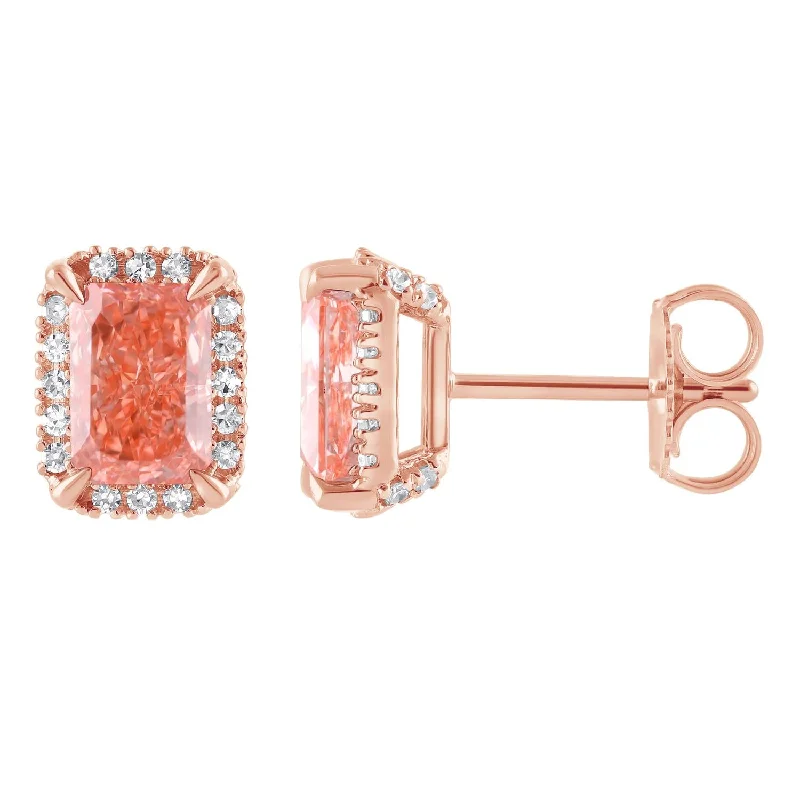 women trendy gold earrings -Signature EcoLove 2-1/4 CTW Fancy Pink Lab Grown Diamond Earrings in 14KT Rose Gold