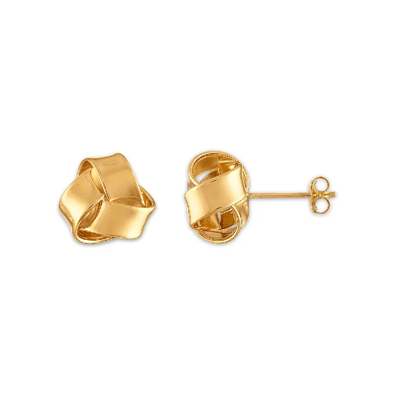 women unique earrings -10KT Yellow Gold Stud Love Knot Earrings