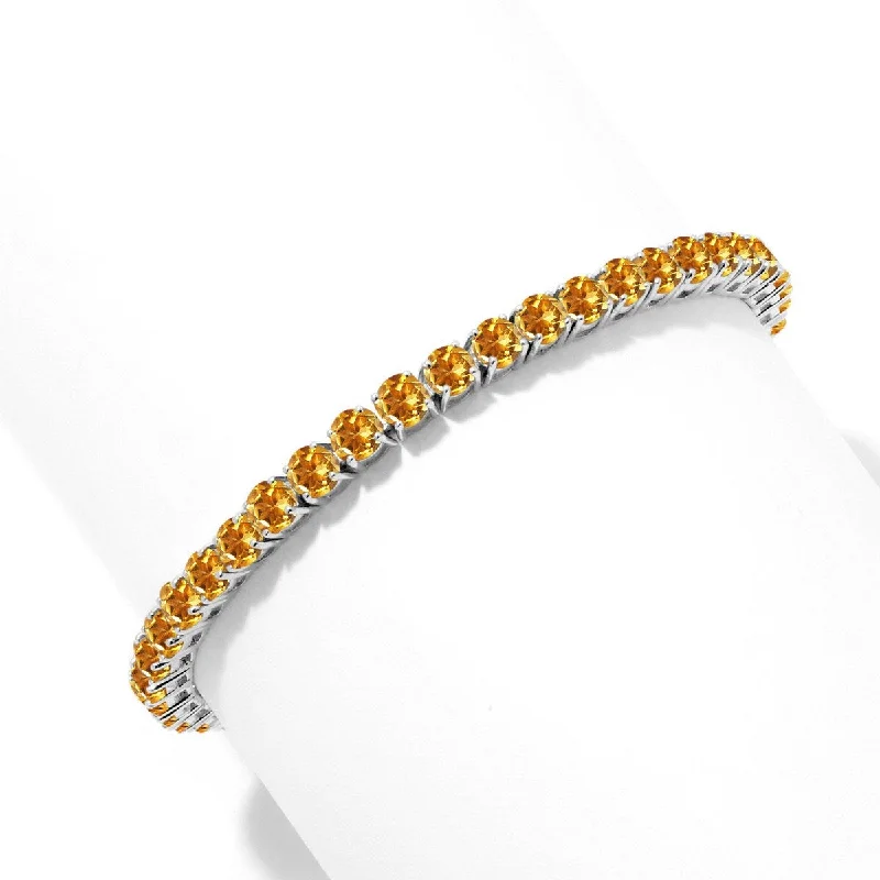 women stacked bracelets -925 Sterling Silver Citrine Tennis Bracelet