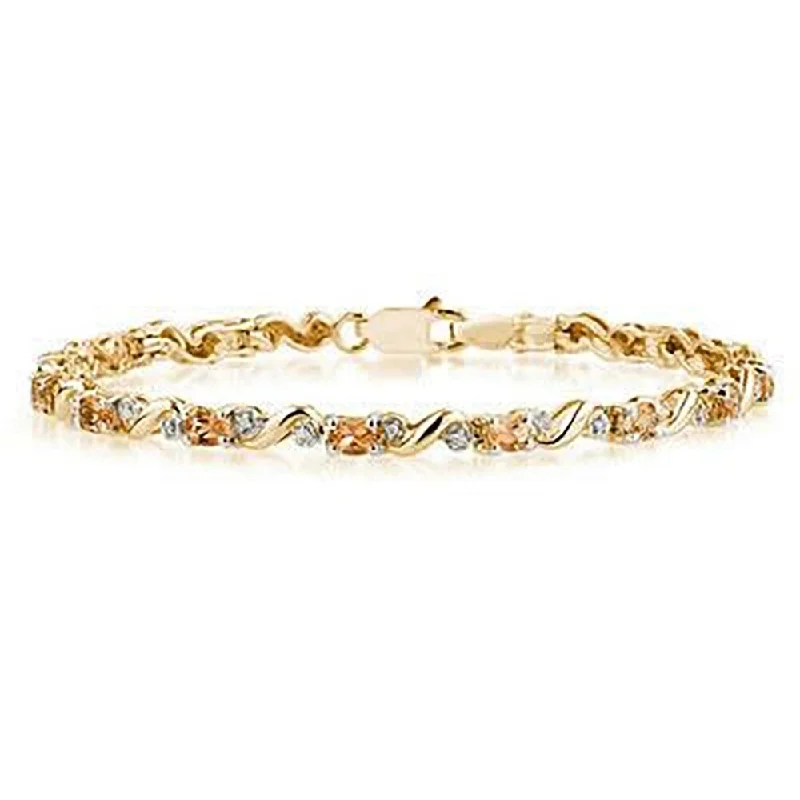 women minimalistic bangles -Marquee 10k Yellow Gold Diamond and Citrine Bracelet