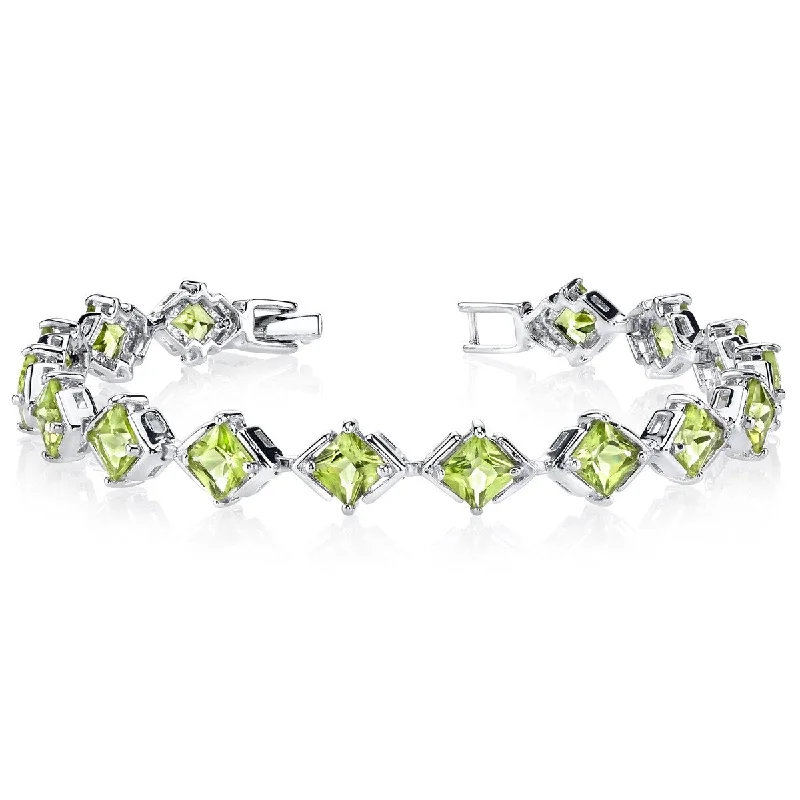 women high-quality bracelets -11.25 ct Peridot Tennis Bracelet in Sterling Silver