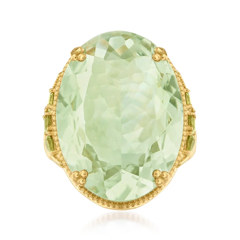 women vintage-inspired engagement rings -Ross-Simons Prasiolite and . Peridot Ring in 18kt Gold Over Sterling