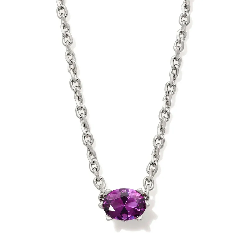 women bridal necklaces -Kendra Scott | Cailin Silver Pendant Necklace in Purple Crystal