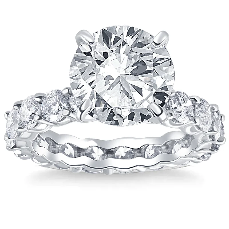 women unique diamond engagement rings -Certified 7.02 Ct Diamond Eternity Engagement Ring G/VS1 14k White Gold