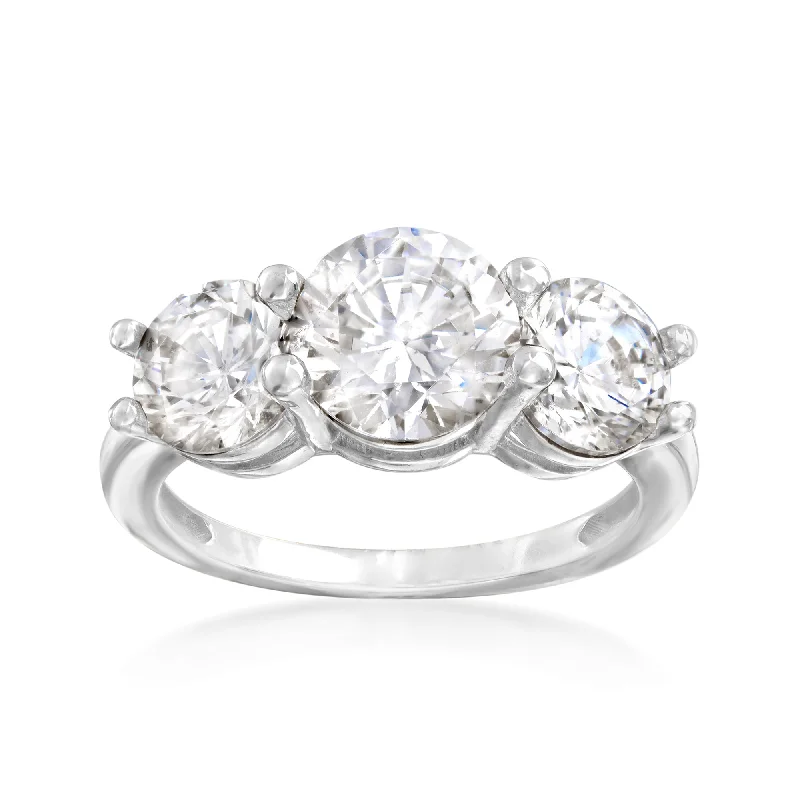 women forever engagement rings -Ross-Simons CZ 3-Stone Ring in 14kt White Gold