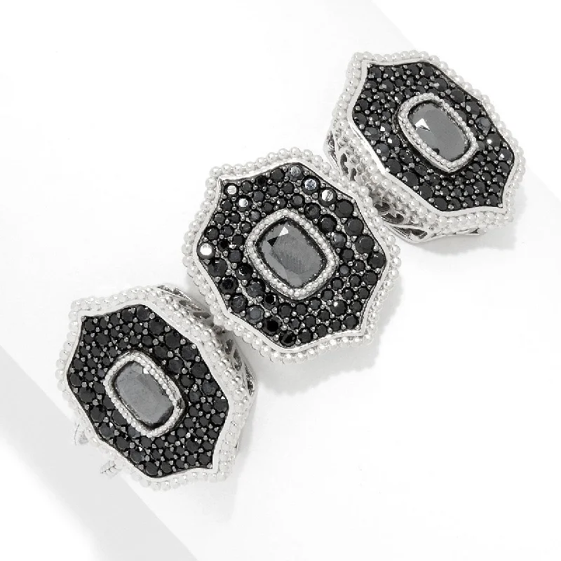 women gemstone bangles -Dallas Prince Sterling Silver Hematite & Black Spinel Slide Bracelet. Collection: Dallas By Night