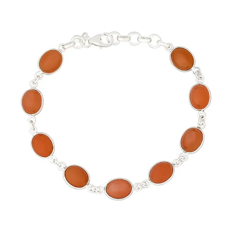 women bridal bracelets -925 Sterling Silver Peach Moonstone Bracelet