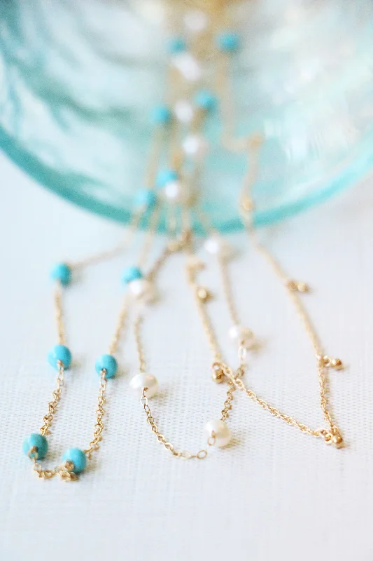 women anniversary necklaces -pop of turquoise necklace { gold }