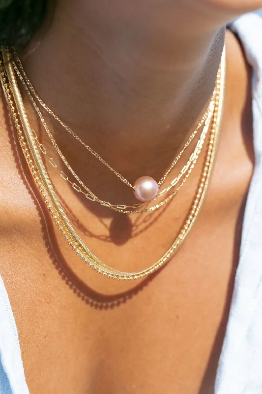 women artistic necklaces -Single Floating Pink Pearl Necklace - Lokapele