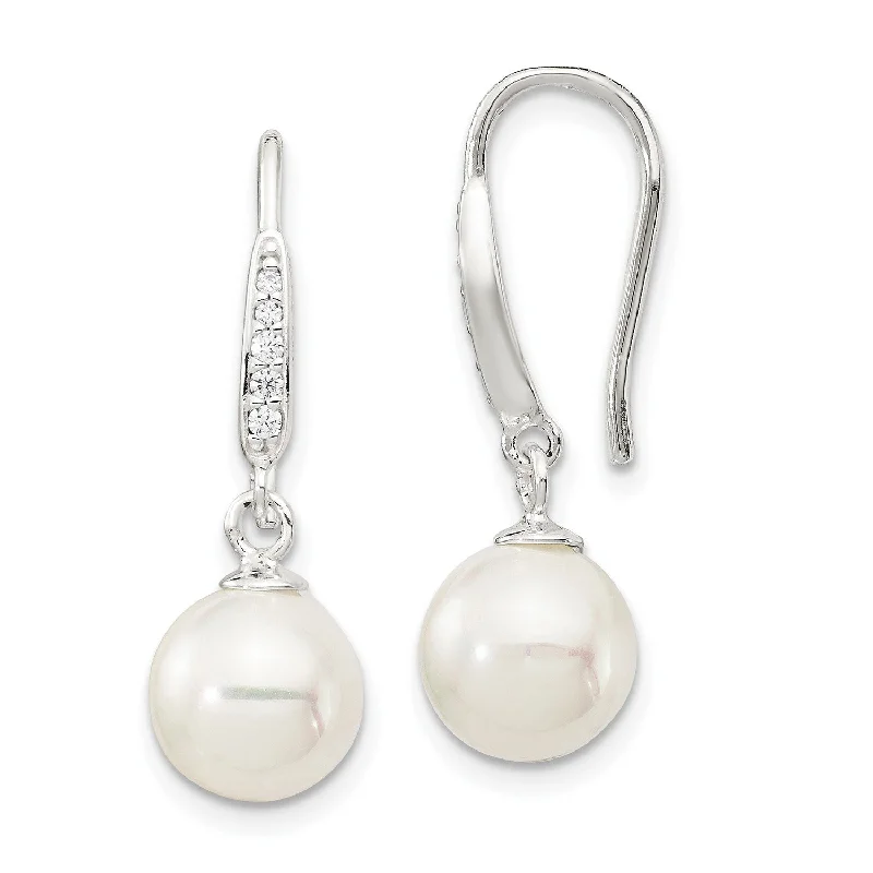 women artistic earrings -Sterling Silver Pearl and Cubic Zirconia Drop & Dangle Earrings