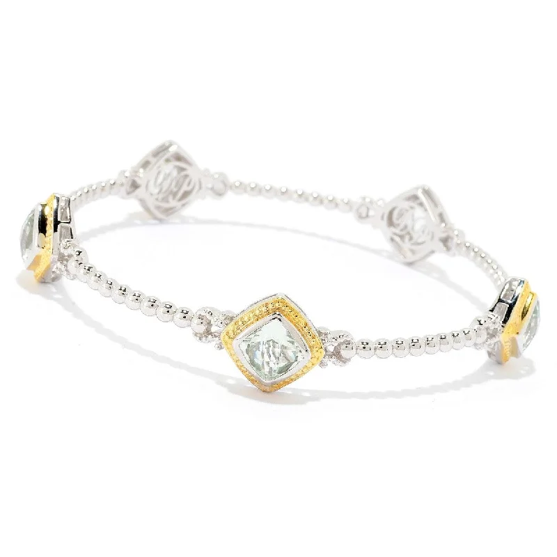 women charm bracelets -Dallas Prince Designs 7.5" or 8.25" Checkerboard Cut Gemstone Station Bangle Bracelet